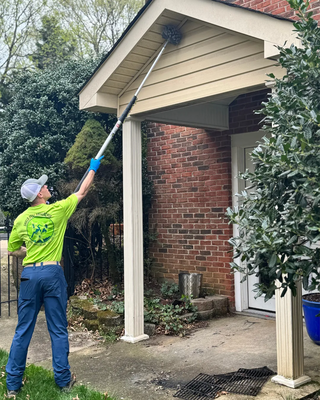 shield pest technician de webbing a property